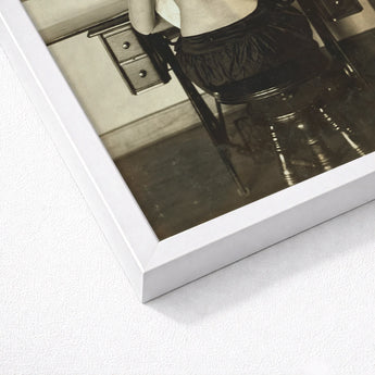 Naked Woman Sewing Lewis Hine Art Print / Canvas White Framed Black Photograph Seated Antique Desk, Shot, American Social Reform,