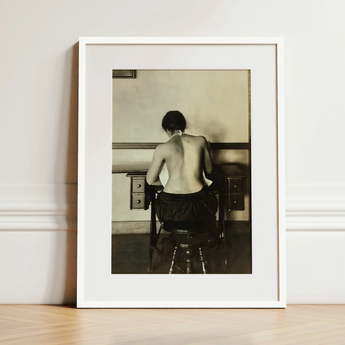 Naked Woman Sewing Lewis Hine Art Print / Canvas White Framed Black Photographic Print Woman Seated Desk Lewis Hine, Hine Shot, American