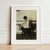 Naked Woman Sewing Lewis Hine Art Print / Canvas White Framed Black Photographic Seated Desk, Shot, American Social Reform, Photography,