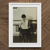 Naked Woman Sewing Lewis Hine Art Print / Canvas White-framed Black-and-white Photographic Seated Desk, Shot, American Social Reform,