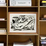 Naked Woman & Two Horses with the Sea - Leo Gestel Art Print / Canvas Black White Abstract Artwork Organic Forms Wooden Frame, Gestel’s,