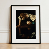 Narcissus - Caravaggio Art Print / Canvas, 12x16’’ / 31x41cm / Black Frame / Matboard, Posters Prints & Visual Artwork, Toby Leon