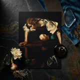 Narcissus - Caravaggio Art Print / Canvas Framed Reproduction Caravaggio’s Saint Matthew Dark Matte Finish, Boy’s Body, Closed Loop, Roman