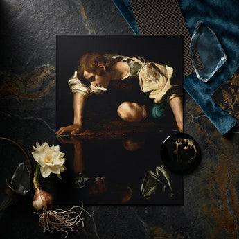 Narcissus - Caravaggio Art Print / Canvas Framed Reproduction Caravaggio’s Saint Matthew Dark Matte Finish, Boy’s Body, Closed Loop, Roman