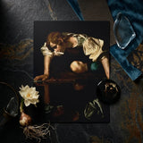Narcissus - Caravaggio Art Print / Canvas Framed Reproduction Caravaggio’s Saint Matthew Dark Matte Finish, Boy’s Body, Closed Loop, Roman