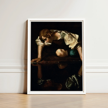Narcissus - Caravaggio Greek Myth Art Print / Canvas Framed Reproduction Caravaggio’s Saint Matthew Dramatic Chiaroscuro Lighting, Boy’s