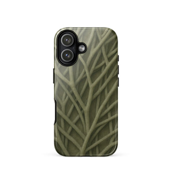 Natural Branch Pattern - Phone Case Iphone 17 / Gloss Olive Green Phone Case Detailed Pattern Interwoven Branches Olive-toned Striation,