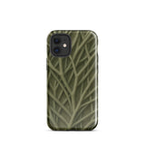 Natural Branch Pattern - Phone Case Iphone 12 Mini / Gloss Olive Green Phone Case Detailed Pattern Interwoven Branches Olive-toned