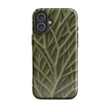 Natural Branch Pattern - Phone Case Iphone 16 Plus / Gloss Olive Green Phone Case Detailed Textured Pattern Interwoven Olive-toned
