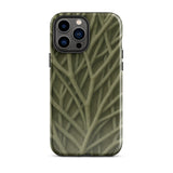Natural Branch Pattern - Phone Case Iphone 13 Pro Max / Gloss Olive Green Phone Case Detailed Textured Pattern Interwoven Olive-toned