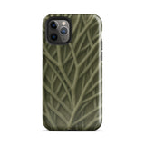 Natural Branch Pattern - Phone Case Iphone 11 Pro / Gloss Olive Green Phone Case Intricate Interwoven Branch Pattern Olive-toned Striation,