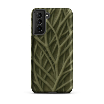 Natural Branch Pattern - Phone Case Samsung Galaxy S21 Plus / Matte Olive Green Phone Case Intricate Interwoven Branch Pattern Olive-toned
