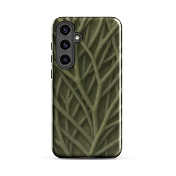 Natural Branch Pattern - Phone Case Samsung Galaxy S24 Plus / Gloss Olive Green Phone Case Intricate Pattern Interwoven Branches