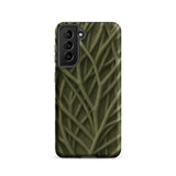 Natural Branch Pattern - Phone Case Samsung Galaxy S21 / Matte Olive Green Phone Case Intricate Interwoven Twig Pattern Olive-toned