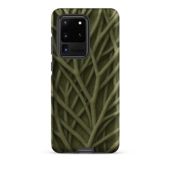 Natural Branch Pattern - Phone Case Samsung Galaxy S20 Ultra / Matte Olive Green Phone Case Intricate Pattern Interwoven Twigs Olive-toned