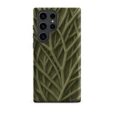 Natural Branch Pattern - Phone Case Samsung Galaxy S23 Ultra / Matte Olive Green Phone Case Intricate Pattern Interwoven Twigs Olive-toned