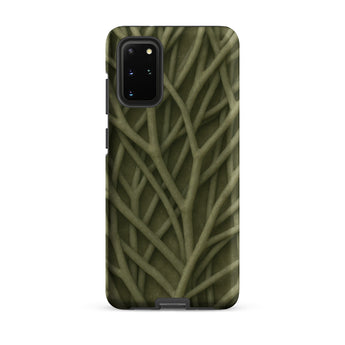 Natural Branch Pattern - Phone Case Samsung Galaxy S20 Plus / Matte Olive Green Phone Case Intricate Pattern Interwoven Twigs Olive-toned