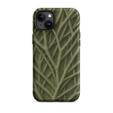 Natural Branch Pattern - Phone Case Iphone 15 Plus / Matte Olive Green Phone Case Intricate Textured Pattern Interwoven Olive-toned
