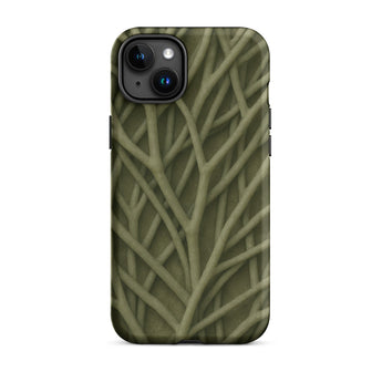 Natural Branch Pattern - Phone Case Iphone 15 Plus / Matte Olive Green Phone Case Intricate Textured Pattern Interwoven Olive-toned