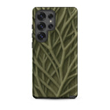 Natural Branch Pattern - Phone Case Samsung Galaxy S25 Ultra / Matte Olive Green Phone Case Intricate Textured Pattern Interwoven
