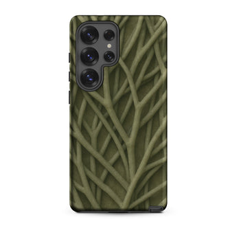 Natural Branch Pattern - Phone Case Samsung Galaxy S25 Ultra / Matte Olive Green Phone Case Intricate Textured Pattern Interwoven