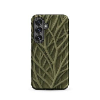 Natural Branch Pattern - Phone Case Samsung Galaxy S25 / Matte Olive Green Phone Case Intricate Textured Pattern Interwoven Olive-toned