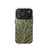 Natural Branch Pattern - Phone Case Iphone 17 Pro / Gloss Olive Green Phone Case Subtle Intricate Pattern Interwoven Olive-toned Striation,