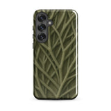 Natural Branch Pattern - Phone Case Samsung Galaxy S25 Plus / Gloss Sleek Olive Green Phone Case Intricate Interwoven Branch Olive-toned