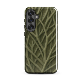 Natural Branch Pattern - Phone Case Samsung Galaxy S25 Plus / Gloss Sleek Olive Green Phone Case Intricate Interwoven Branch Olive-toned