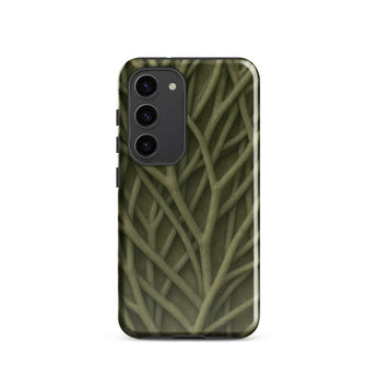 Natural Branch Pattern - Phone Case Samsung Galaxy S23 / Gloss Sleek Phone Case Intricate Olive-green Beige Pattern Intertwined Olive-toned