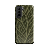 Natural Branch Pattern - Phone Case Samsung Galaxy S21 Fe / Gloss Sleek Phone Case Intricate Olive-green Dark Brown Woven Olive-toned