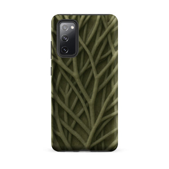 Natural Branch Pattern - Phone Case Samsung Galaxy S20 Fe / Matte Sleek Phone Case Intricate Pattern Interwoven Olive Green Olive-toned