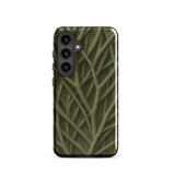Natural Branch Pattern - Phone Case Samsung Galaxy S24 / Gloss Sleek Phone Case Intricate Pattern Interwoven Olive-green Branches