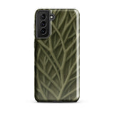 Natural Branch Pattern - Phone Case Samsung Galaxy S21 Plus / Gloss Sleek Phone Case Intricate Interwoven Pattern Pale Green Olive-toned