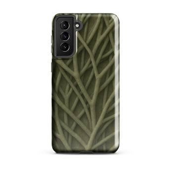 Natural Branch Pattern - Phone Case Samsung Galaxy S21 Plus / Gloss Sleek Phone Case Intricate Interwoven Pattern Pale Green Olive-toned