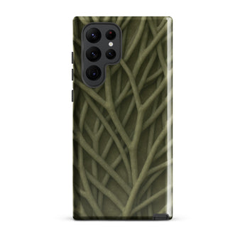 Natural Branch Pattern - Phone Case Samsung Galaxy S22 Ultra / Gloss Sleek Phone Case Intricate Interwoven Pattern Pale Green Olive-toned