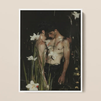 Nature / Nurture - Impresión artística Gay Seduction Rendezvous / Lienzo, 12x16’’ / 31x41cm / Marco blanco, obra visual de pósters e impresiones, Toby Leon