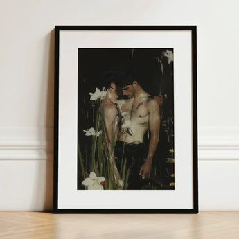 Nature / Nurture - Gay Seduction Rendezvous Art Print / Canvas Black-framed Two Shirtless Men Dark Floral, Hush, Prints
