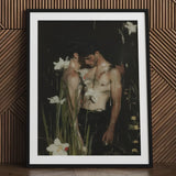 Nature / Nurture - Gay Seduction Rendezvous Art Print / Canvas Black-framed White Mat Intimate Painting Two, Floral Hush, Prints