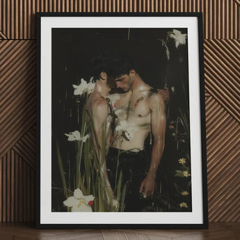 Nature / Nurture - Gay Seduction Rendezvous Art Print / Canvas Black-framed White Mat Intimate Painting Two, Floral Hush, Prints