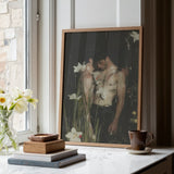 Nature / Nurture - Gay Seduction Rendezvous Art Print / Canvas Framed Artwork Two Shirtless Men Dark Floral White, Hush, Prints