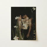 Nature / Nurture - Gay Seduction Rendezvous Art Print / Canvas Rectangular Moody Dark-toned Painting Two Shirtless, Floral Hush, Prints