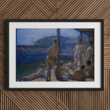 Naval Bath House - Eugene Jansson Fine Art Print / Canvas Black Framed Artwork White Detailed Painting Nude Figures Eugène, Desire Drips,