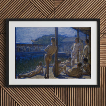 Naval Bath House - Eugene Jansson Fine Art Print / Canvas Black Framed Artwork White Detailed Painting Nude Figures Eugène, Desire Drips,