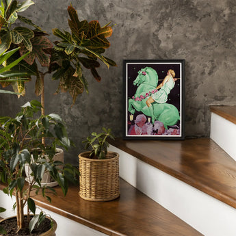 Night of the Amazons - Ludwig Hohlwein Art Print / Canvas Framed Artwork Woman Light Green Dress Vibrant Emerald-green Hohlwein’s, Munich