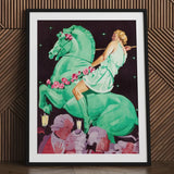 Night of the Amazons - Ludwig Hohlwein Art Print / Canvas Framed Stylized Illustration Woman Light Green Hohlwein’s, Munich Englischer