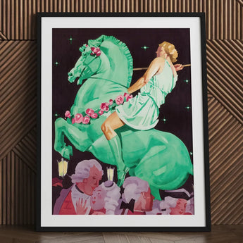 Night of the Amazons - Ludwig Hohlwein Art Print / Canvas Framed Stylized Illustration Woman Light Green Hohlwein’s, Munich Englischer
