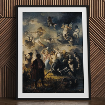 Night on Bald Mountain - Stampa artistica di Illarion Pryanishnikov / Tela, 24x32’’ / 61x81cm / Cornice nera / Passe-partout, Poster Stampe & Visual
