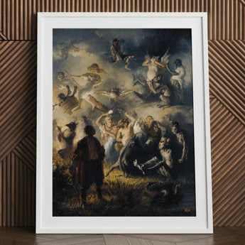 Night on Bald Mountain - Illarion Pryanishnikov Art Print / Canvas Framed Painting Chaotic Scene Mythological Figures Humans Animals,