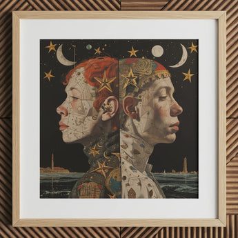 Nightingales - Tirage d’art de jumelles lesbiennes / Toile, 12x12’’ / 31x31cm / Cadre naturel / Passe-partout, Affiches, impressions & art visuel, Toby Leon